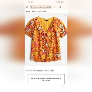 J Crew V-neck ruffle top in sunset floral Like New